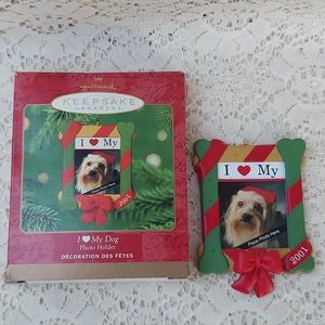 I Love My Dog 2001 Photo Frame Ornament Hallmark Keepsake Christmas Decoration